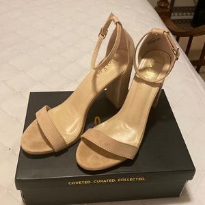Lulus Taylor Natural Suede Ankle Strap Heels Size 8.5